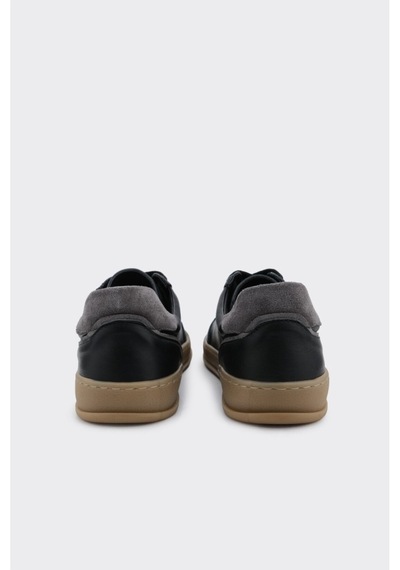 Derinet Hakiki Deri Comfort Taban Kadın Sneaker Siyah Siyah