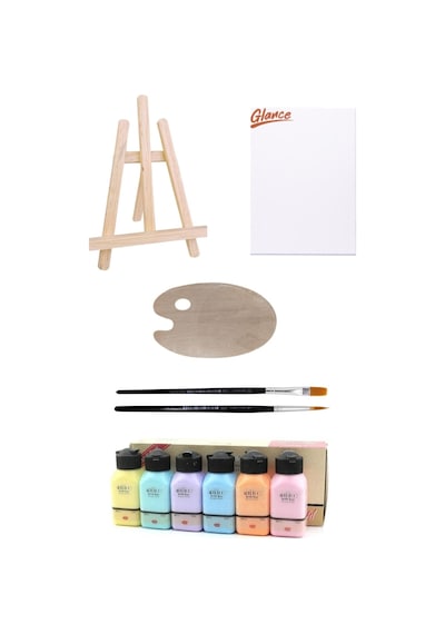 Artdeco Akrilik Boya 6x75 Ml Pastel 25x35tuval Ahşap Palet Mini Masaüstü Şövale Seti