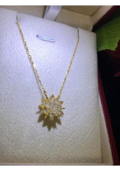 Vog Lotus Çiçeği Kristal Taş Renkli 925 Ayar Gümüş Sevgiliye Eşe Anneye Arkadaşa Hediye Kolye
