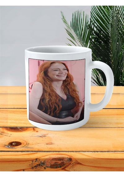 Lindsay Lohan Baskılı Kupa Bardak Kişiye Özel Desen 2 Çok Renkli
