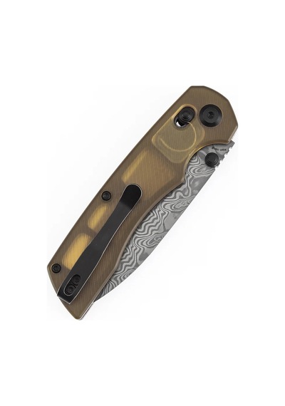 Tenable Kryo Çapraz Kilitli Amber Peı/ultem Sap Damascus Çelik Kamp Çakı T1001v10