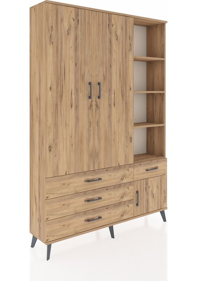 Arges Dolap 5 Raflı 4 Çekmeceli Tek Askılı 132x30x195 Çam-çam/çam Atlas Çam/atlas Çam Arges Dolap 5 Raflı 4 Çekmeceli Tek Askılı 132x30x195 Çam-çam/çam Atlas Çam/atlas Çam