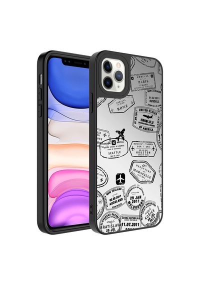Apple Uyumlu iPhone 11 Pro Max Uyumlu Aynalı Desenli Kamera Korumalı Parlak Zore Mirror Kılıf-seyahat Seyahat -