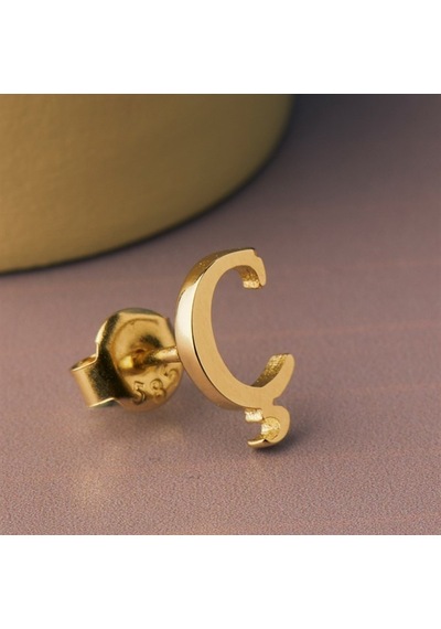 Goldkupe 14 Ayar Altın Ç Harf Küpe 0,44 Gr-1360