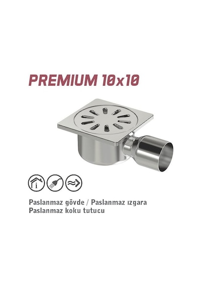 Maxiflow Premium Banyo Süzgeci Krom Yer Sifonu 10X10X50