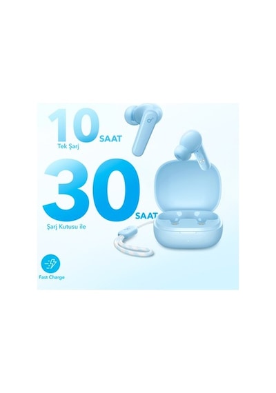 30 Saat Çalma Süresine Sahip Kulak İçi Bluetooth Kulaklık, Mavi