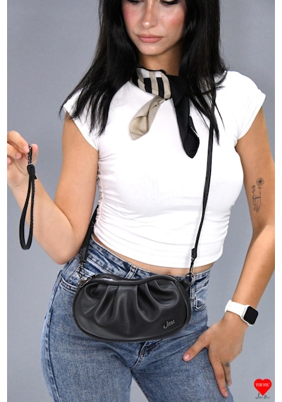 Jara Bag Uruz Çok Bölmeli Mini Clutch Omuz Çantası Siyah Standart Jara22-1