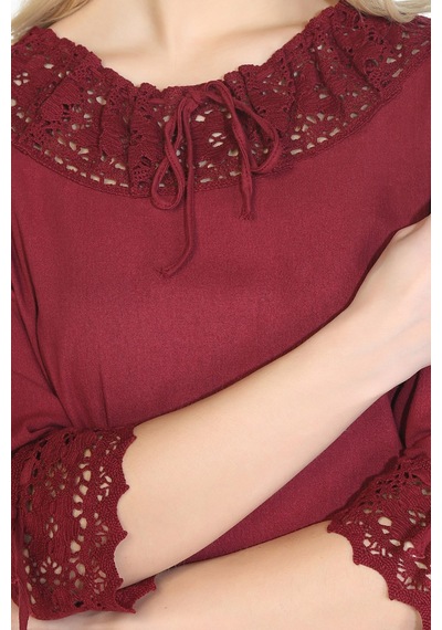 Eliş Şile Bezi Zehra Şile Bezi Bluz Bordo Brd Bordo