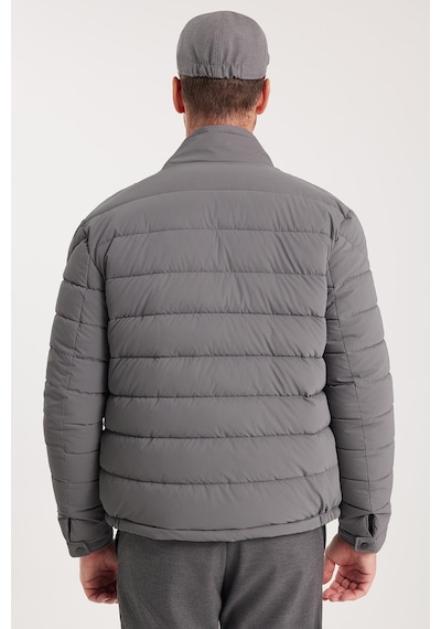 Tudors Erkek Regular Fit Klasik Kesim Dik Yaka Çift Cepli Sıcak Tutan Gri Şişme Mont-41801 Gri