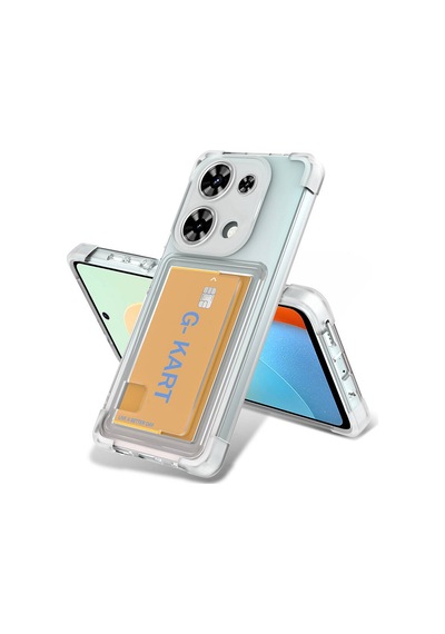 Noktaks - Redmi Note 13 Pro 4g Uyumlu Kılıf Airbag Tasarımlı Şeffaf Tek Kart Bölmeli G-kart Kapak - Renksiz - T30347