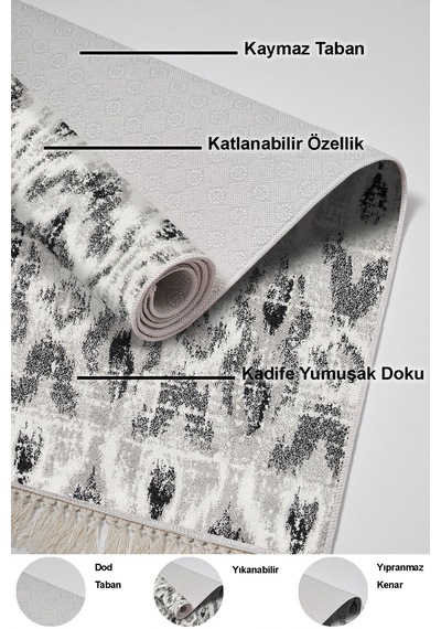 Dekoreko Kaymaz Taban Djt 3 Lü Banyo Paspas Takımı Trend Karışık Iskandinav F5136 gri