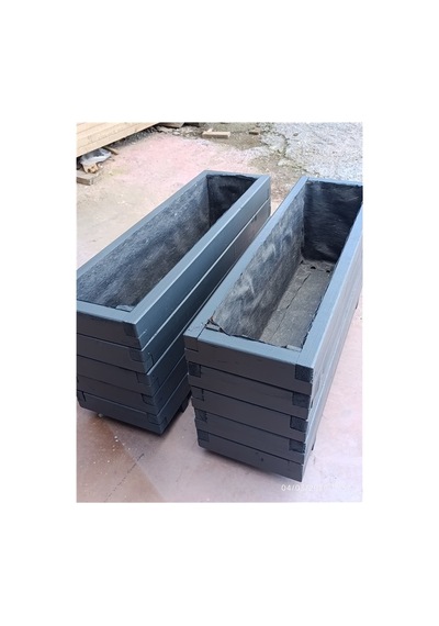 Ahşap Saksı Gardenya Antrasit Gri 100x30x45