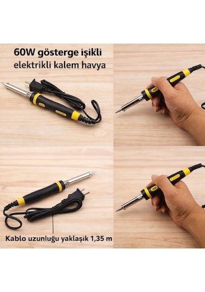 Profesyonel 60w Elektrikli Kalem Havya, Hızlı Isınan Lehimleme Kalemi, Elektronik Devre Onarım Ve Tamir Havya Aleti, Dayanıklı Metal Uçlu Lehimleme Aracı, Hobi, Dıy Projeleri Ve Elektrik Tamir İşleri