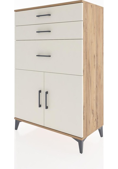 Hyperion Dolap Tek Raflı 3 Çekmeceli 2 Kapaklı 88x44x134 Çam-aytaşı Atlas Çam