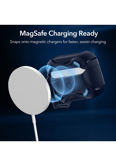 Apple AirPods Uyumlu Pro / Pro 2 Kılıf - Cyber Armor Tough Halolock Magsafe Kılıf Lacivert