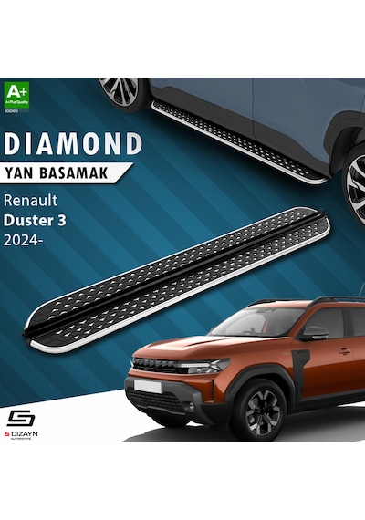 S-dizayn Renault Duster 3 Diamond Krom Yan Basamak 183 Cm 2024 Üzeri A+ Kalite