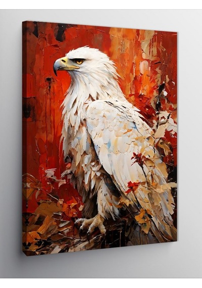 Kanvas Tablo Kırmızı Pastel Renk Ve Beyaz Kartal 70cmx100cm
