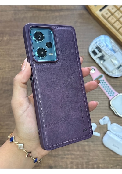 Samsung Galaxy Note 20 Ultra Uyumlu Premium Deri Dokulu Darbelere Dayanıklı Nazal Silikon Kılıf Mor