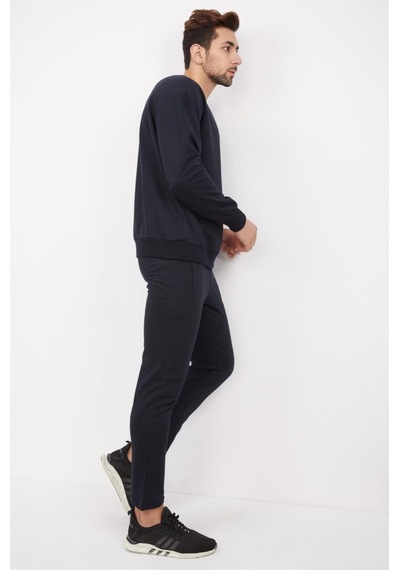 Erkek Spor Lacivert Oversize Sweatshirt Takım-3864 Lacivert