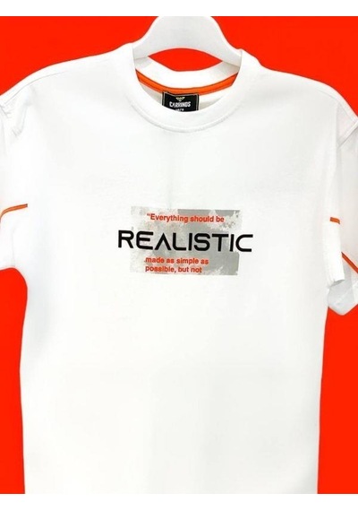 Carinos Erkek Çocuk Realistic Yazılı Pamuklu Tshirt-14631 Beyaz