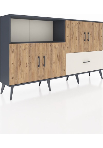 Arges Konsol 4 Raflı Tek Çekmeceli 4 Kapaklı 176x30x99 Antrasit-ç Antrasit-çam/aytaşı Arges Konsol 4 Raflı Tek Çekmeceli 4 Kapaklı 176x30x99 Antrasit-ç Antrasit-çam/aytaşı