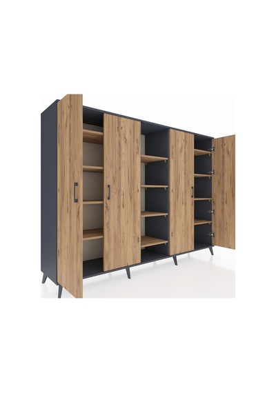 Hyperion Dolap 12 Raflı 4 Kapaklı 220x44x163 Antrasit-çam Atlas Çam - Antrasit Hyperion Dolap 12 Raflı 4 Kapaklı 220x44x163 Antrasit-çam Atlas Çam - Antrasit