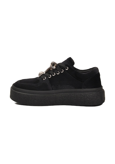 Guja Siyah Nubuk Bağcıklı Yüksek Taban Kadın Sneaker 25k475 Z Siyah