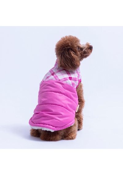 Pembe Plaid Ekose Desen Yelek Köpek Yeleği Köpek Kıyafeti Köpek Yağmurluk