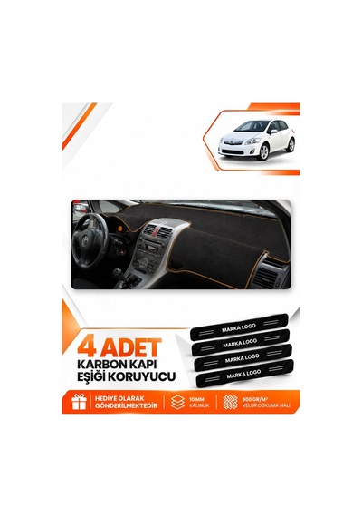 Toyota Aurıs E150 2006-2012 Uyumlu Ön Torpido Koruma Kılıfı Örtüsü - Siyah Kahverengi