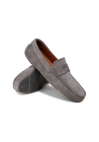 Deery Erkek Hakiki Süet Gri Penny Loafer - E0920mgrıc01