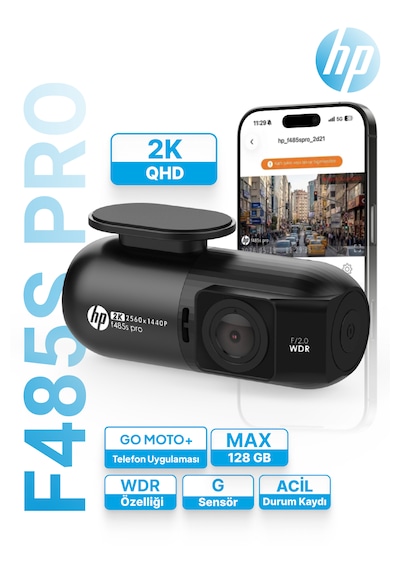 HP Araç İçi Kamera F485S Pro Single Cam (Resmi Distribütör Garantili)