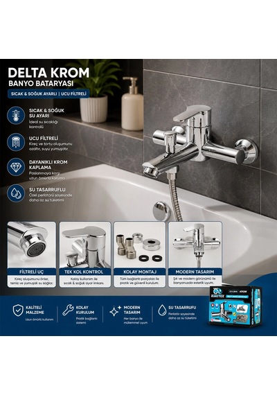 Krom Delta Banyo Bataryası Aç Kapa Ktx-2640 5468 Çok Renkli