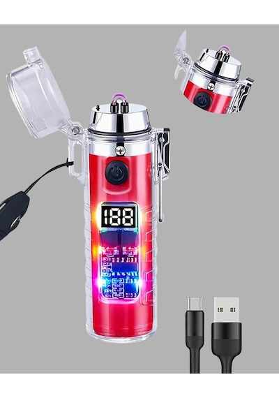 Güç Göstergeli Şarjlı Fenerli Usb Elektrikli Çakmak Altın 94682537