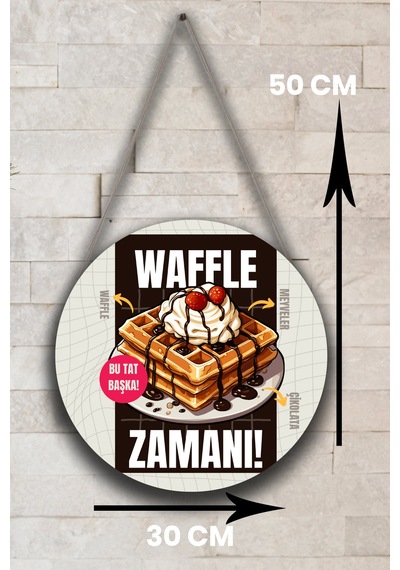 Waffle Salonu Duvar, Kapı, Tek Taraflı Askılı Pano Karşılama Tabelası, Waffle Dükkan Süsü