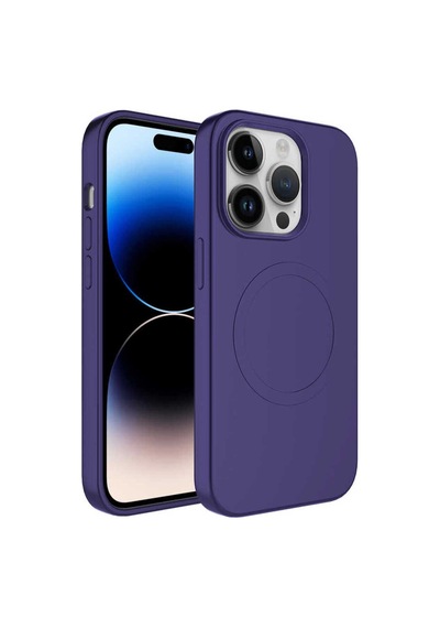 Apple Uyumlu iPhone 12 Pro Max Kılıf M-safe Wireless Şarj Özellikli Pastel Renk Silikon Zore Plas Kapak Mavi