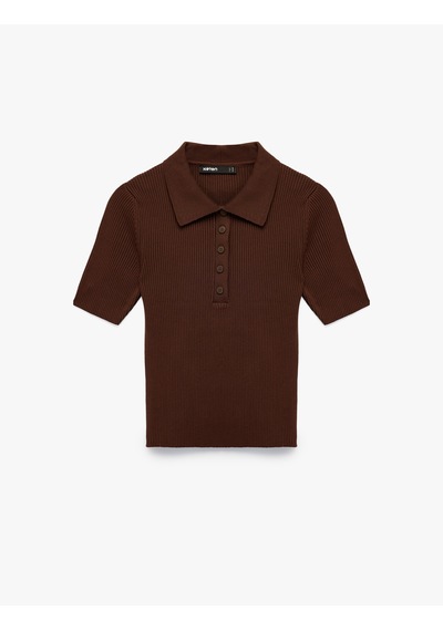 Koton Regular Fit Yarım Düğmeli Kısa Kollu Polo Yaka Triko Kazak Kahverengi 6wak90338ht Kahve Koton Regular Fit Yarım Düğmeli Kısa Kollu Polo Yaka Triko Kazak Kahverengi 6wak90338ht Kahve