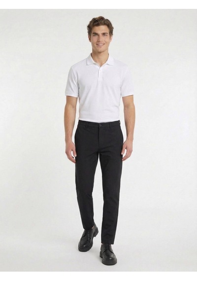 Kip Siyah Düz Dokuma Slim Fit Casual Pantolon