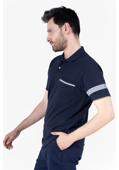 Polo Yaka Reflektörlü T-shirt Lacivert