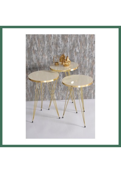 En-cag Zigon Sehpa Gold Krem Tel Bss