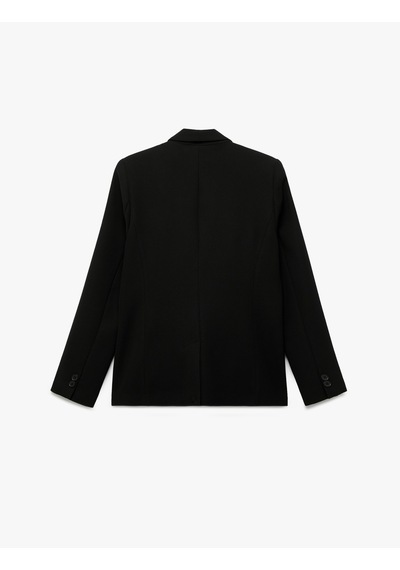 Koton Krep Kumaş Astarlı Düğmeli Uzun Kollu Kruvaze Blazer Ceket Siyah 6wak50044uw Siyah