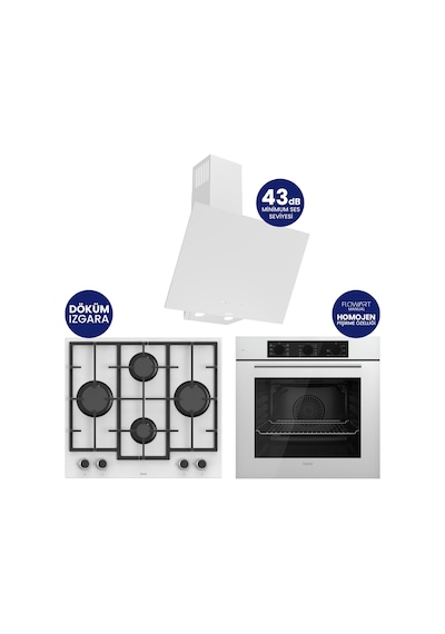 Chef Edition Turbolu Beyaz 3'lü  QBL62CB-LN386-D078SA Ankastre Set