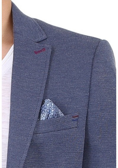 Sposo 5134 Dar Kalıp Örme Kumaş İndigo Erkek Blazer Ceket İndigo