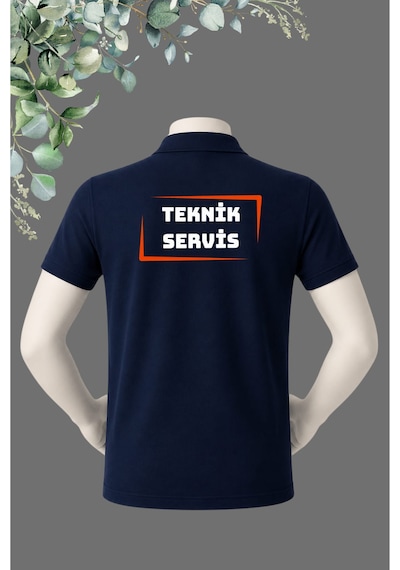 Dafri Teknik Servis Baskılı Polo Yaka Tişört Lacivert