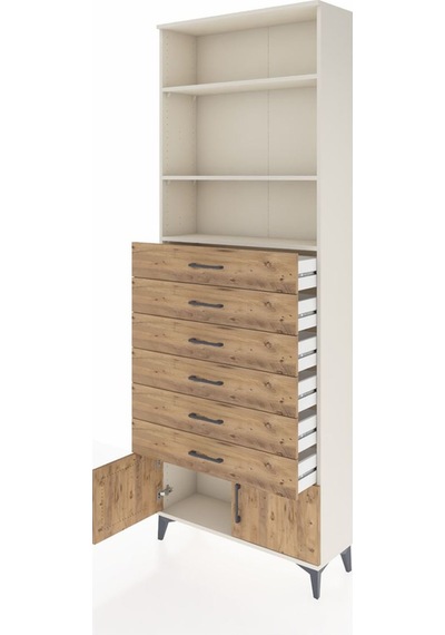 Arges Dolap 3 Raflı 6 Çekmeceli 2 Kapaklı 88x30x243 Aytaşı-çam Aytaşı