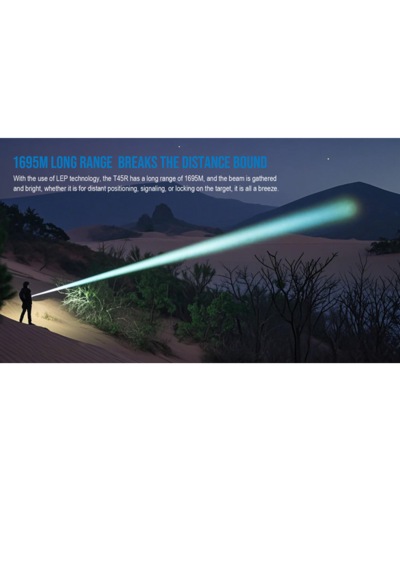 Trustfire T45r Lep Fener 1750 Metre Menzil Siyah