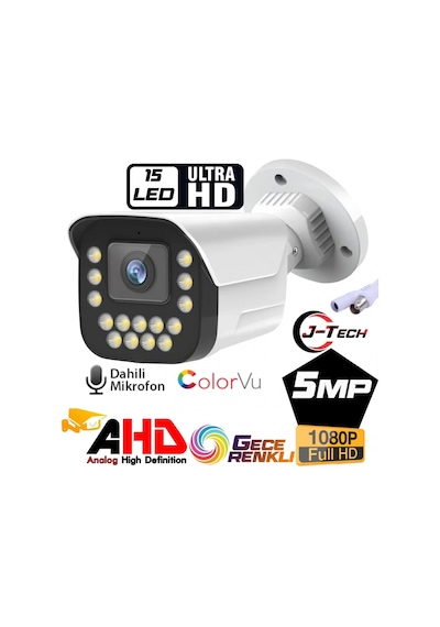 J-tech 3080 5mp 15 Led Sony Lens Dahili Sesli Gece Renkli Warm Light 1080p Ahd Güvenlik Kamera