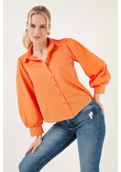 Lela Regular Fit Balon Kollu Poplin Bayan Gömlek 611Go0153 Oranj Lela Regular Fit Balon Kollu Poplin Bayan Gömlek 611Go0153 Oranj