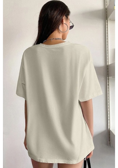 Unisex The 1997 Travel Baskılı Tasarım Tshirt Bej