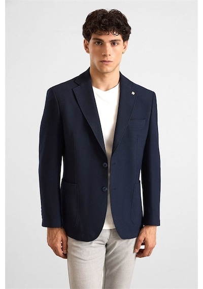 Süvari Lacivert Regular Mono Yaka Torba Cep 4 Drop Spor Ceket Sct2004800001-m09