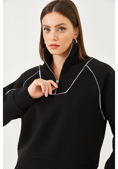 Shade Kadın Yarım Fermuarlı Oversize Sweatshirt Mb-5386 60251896 - Siyah